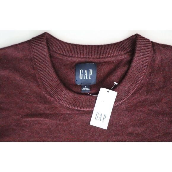 GAP 730479-02 Men's Sz Large Navy Burgundy Striped Crewneck Sweater - Picture 4 of 8